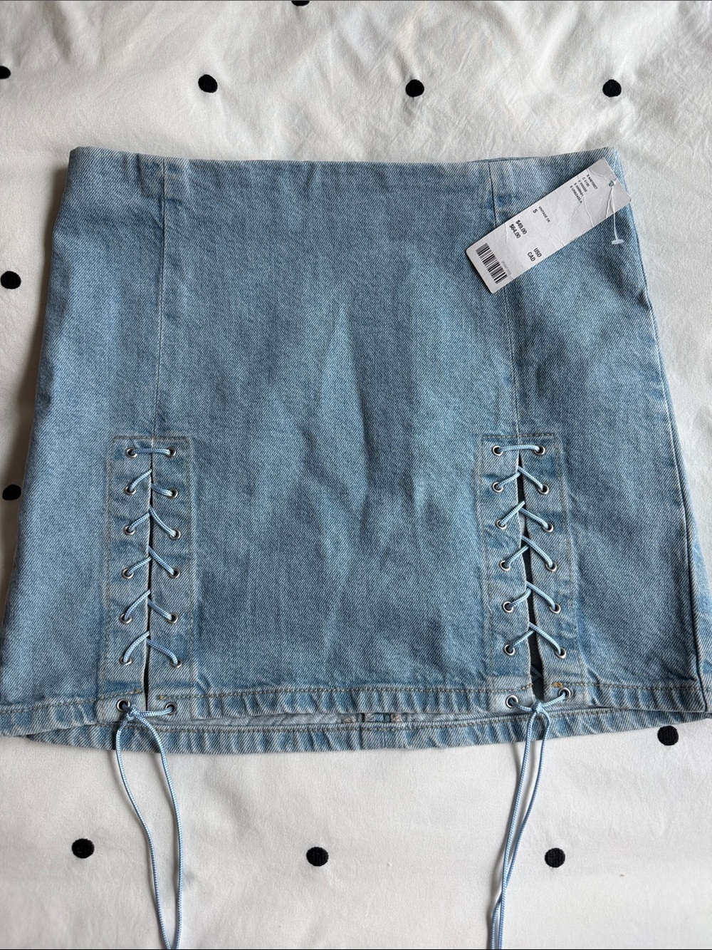 Urban Outfitters Light Blue Lace-Up Denim Mini Skirt